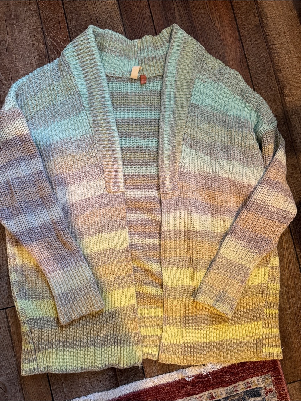 Pilcro Pastel Striped Open-Front Cardigan Sweater